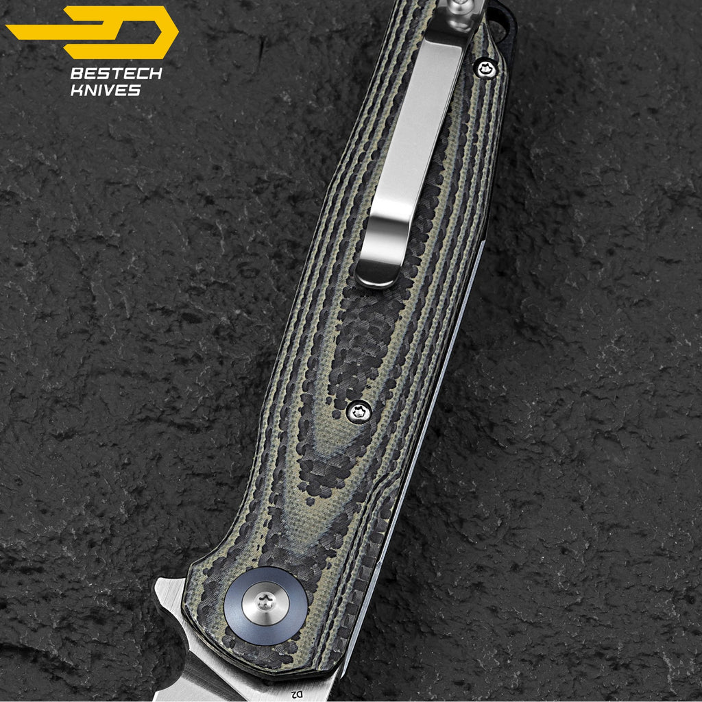 Bestech Navalha Ascot Fibra de Carbono Bege G10 D2 — foto 7