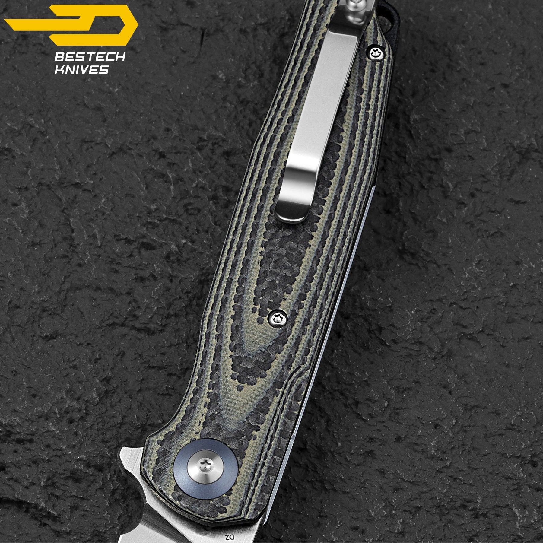 Bestech Navalha Ascot Fibra de Carbono Bege G10 D2 — foto 7