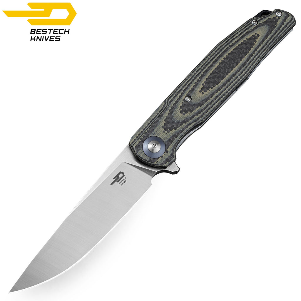 Bestech Navalha Ascot Fibra de Carbono Bege G10 D2