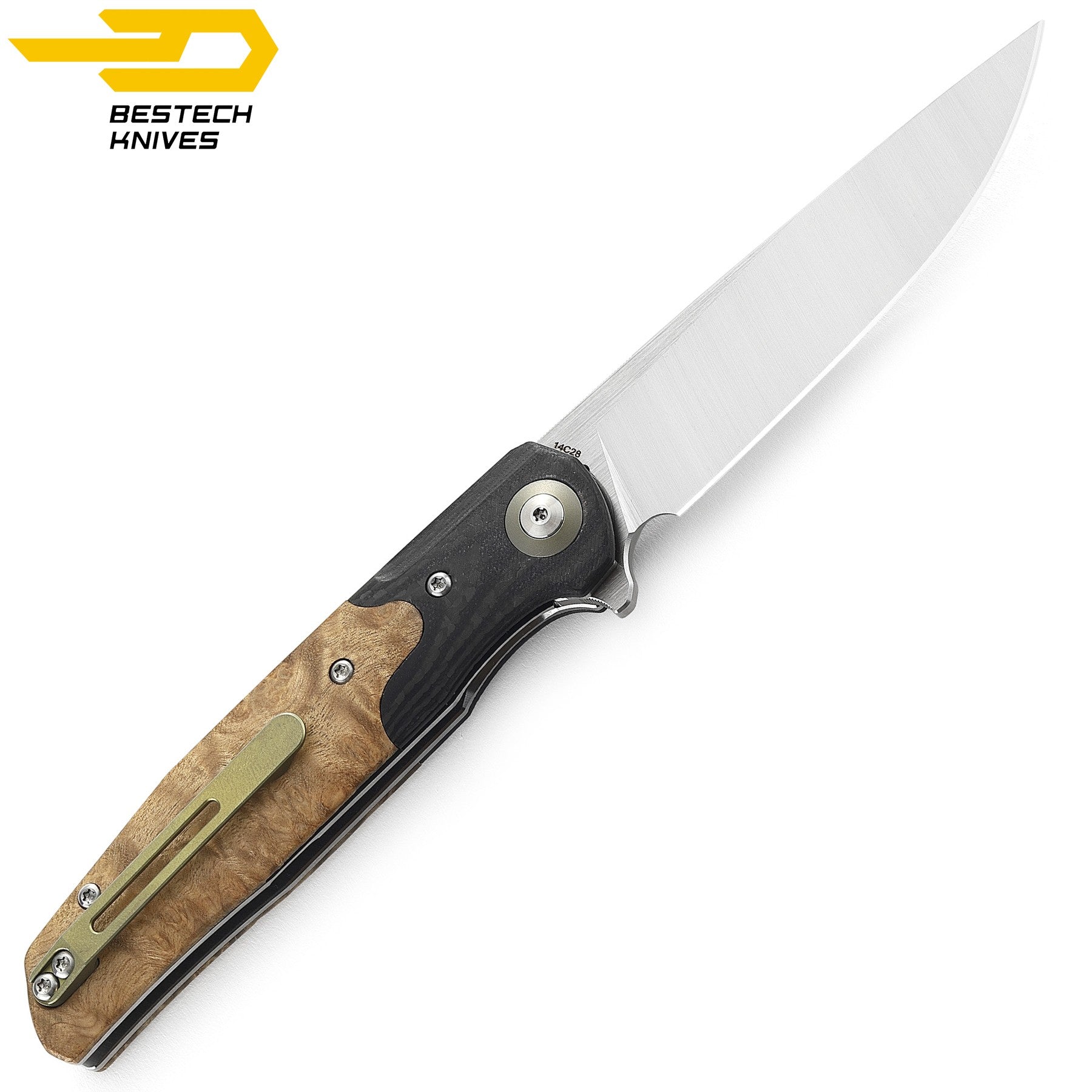 Bestech Navalha Ascot Fibra de Carbono Madeira Burl Clara G10 — foto 5