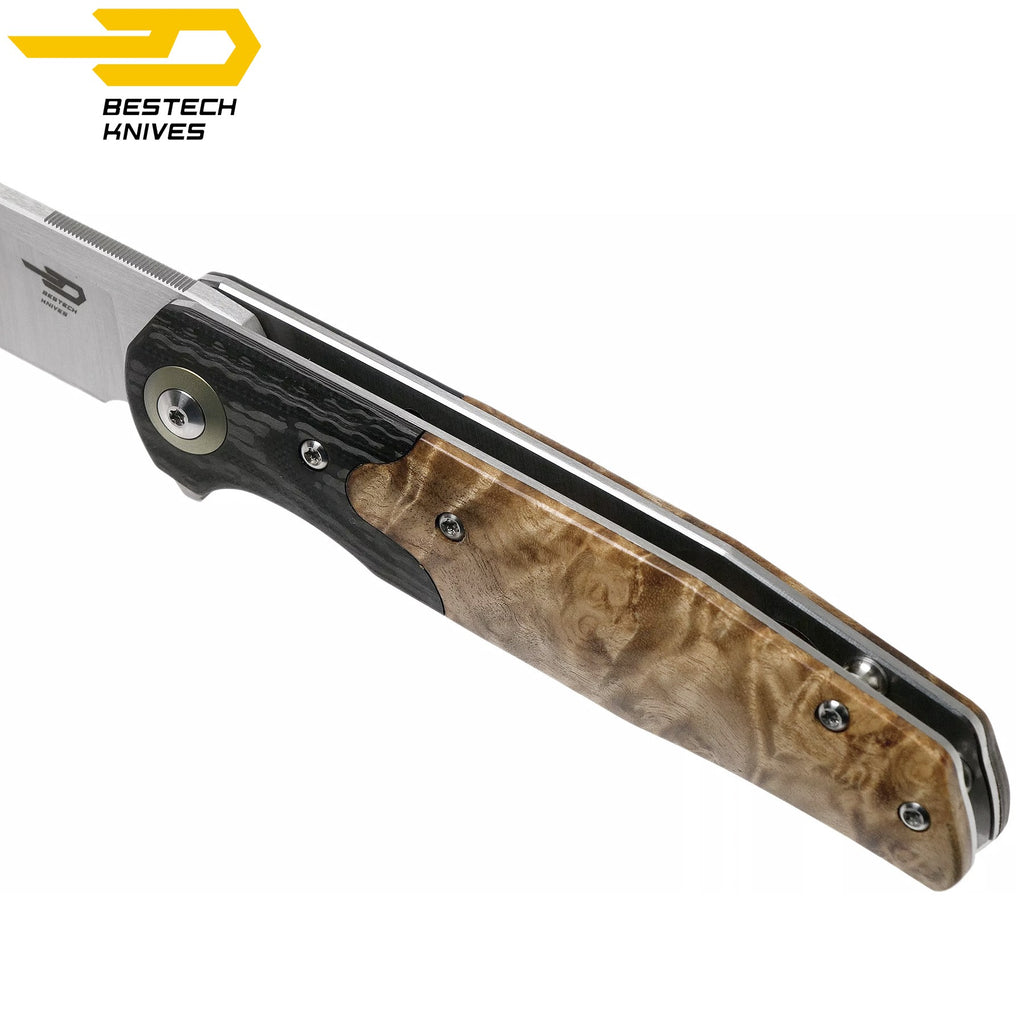 Bestech Navalha Ascot Fibra de Carbono Madeira Burl Clara G10 — foto 6