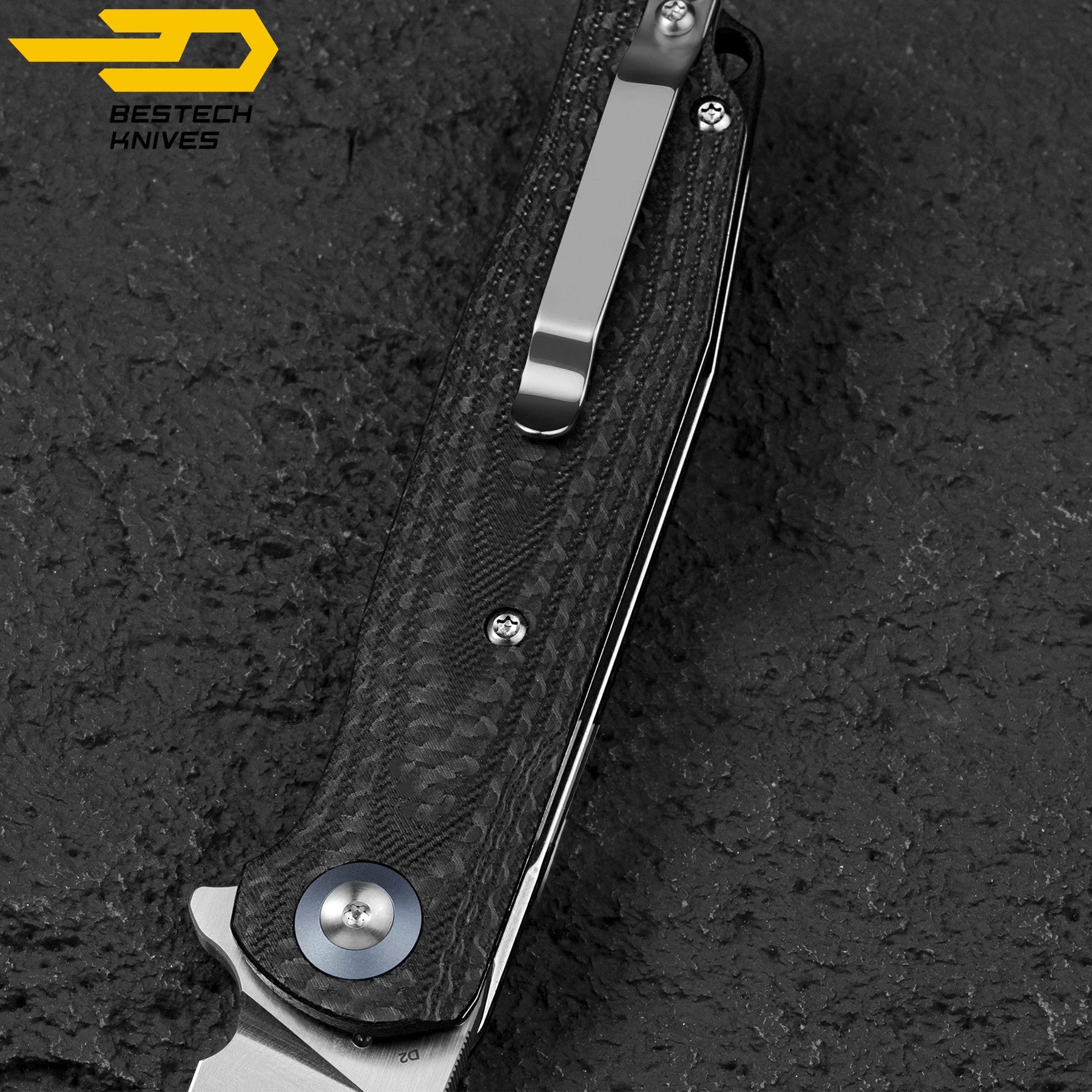 Bestech Navalha Ascot Fibra de Carbono Preta G10 D2 — foto 7