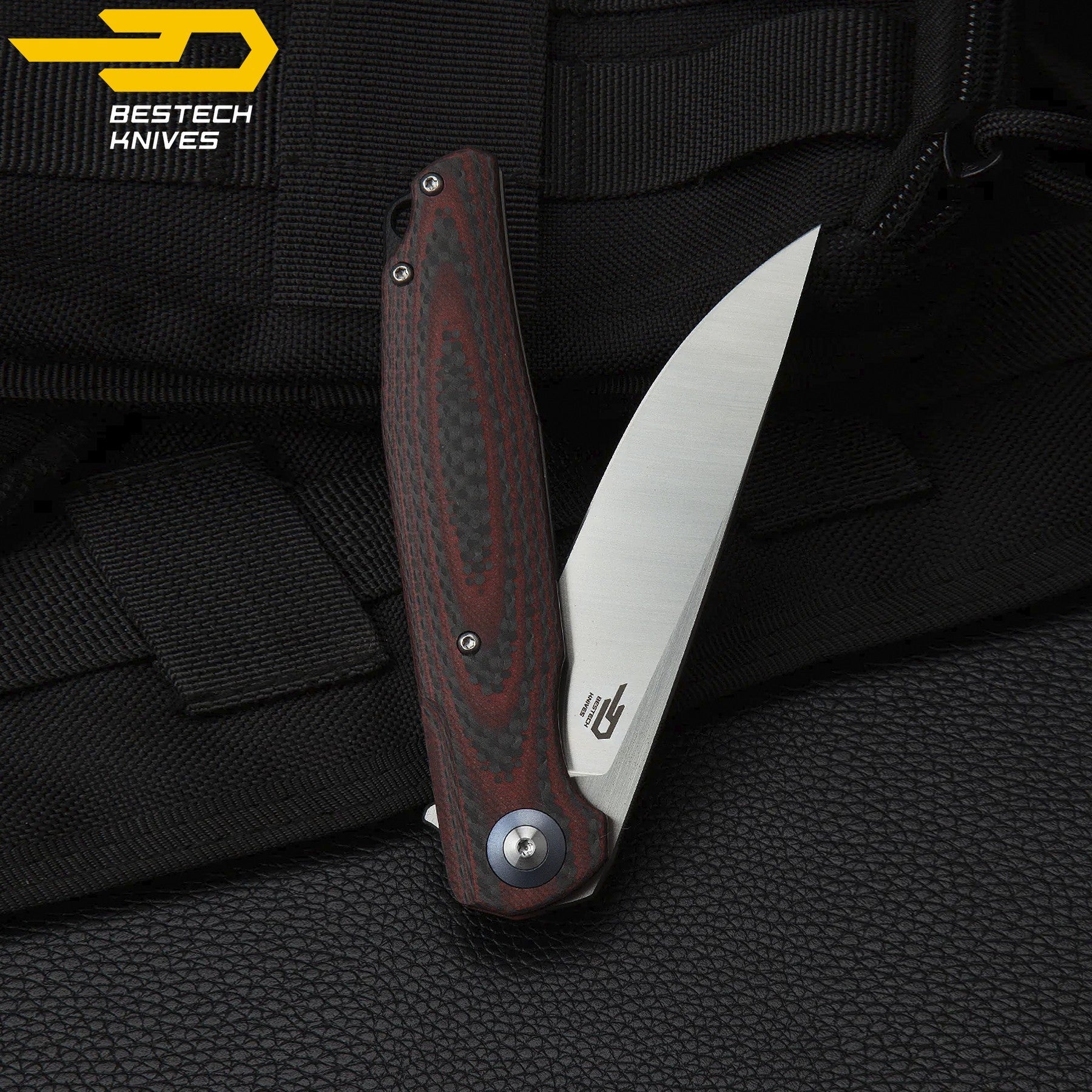 Bestech Navalha Ascot Fibra de Carbono Vermelho G10 D2 — foto 8