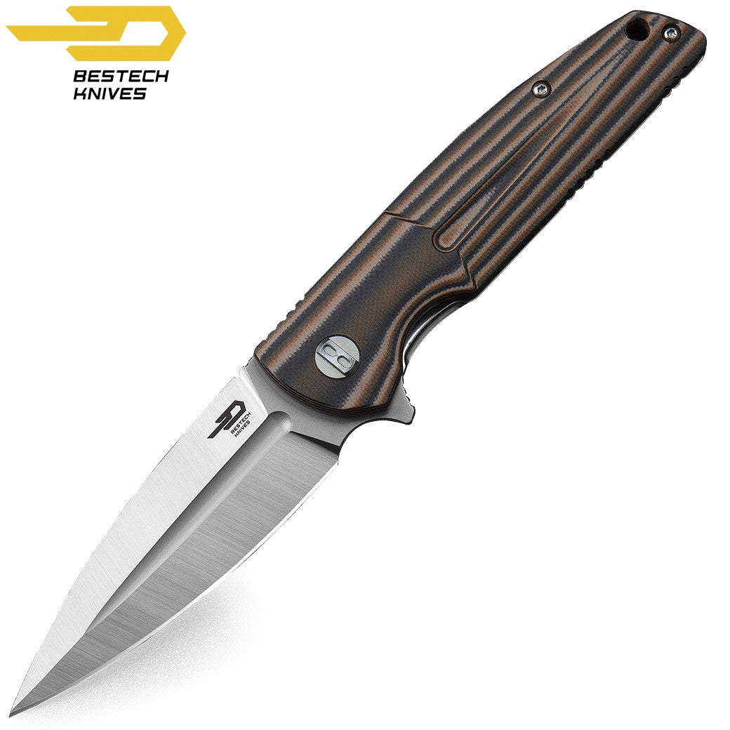 Bestech Navalha Fin Preto Laranja Bege G10 14C28N