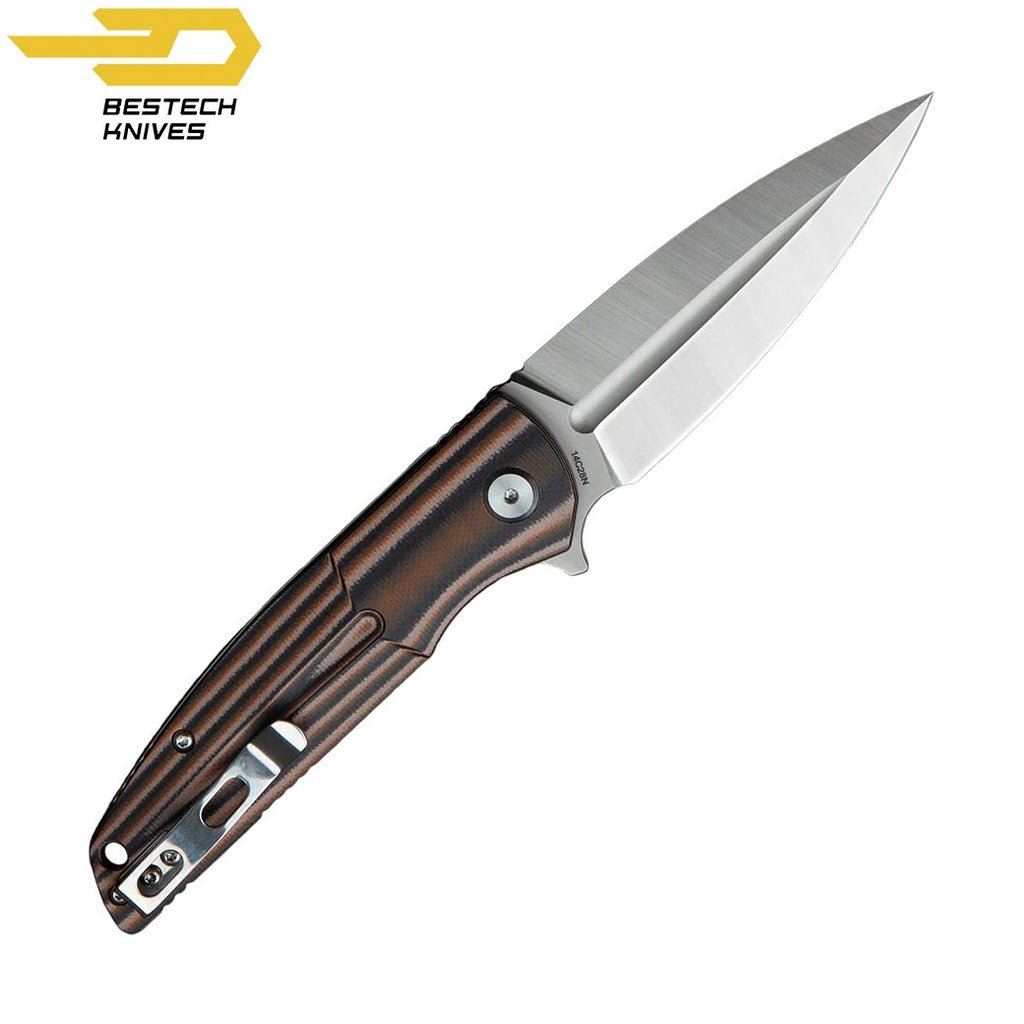 Bestech Navalha Fin Preto Laranja Bege G10 14C28N — foto 3