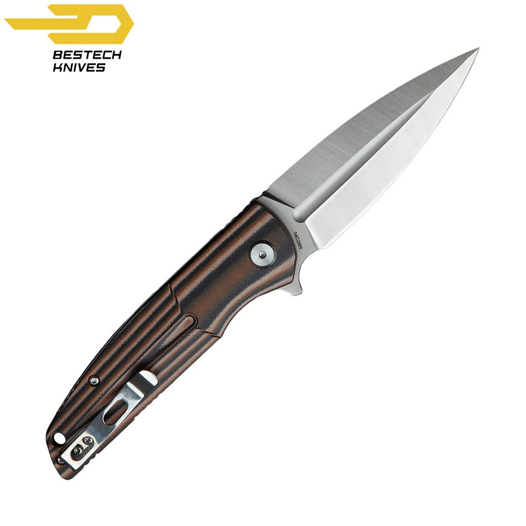 Bestech Navalha Fin Preto Laranja Bege G10 14C28N — foto 3