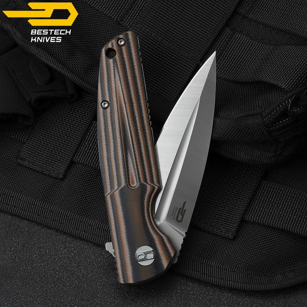 Bestech Navalha Fin Preto Laranja Bege G10 14C28N — foto 5