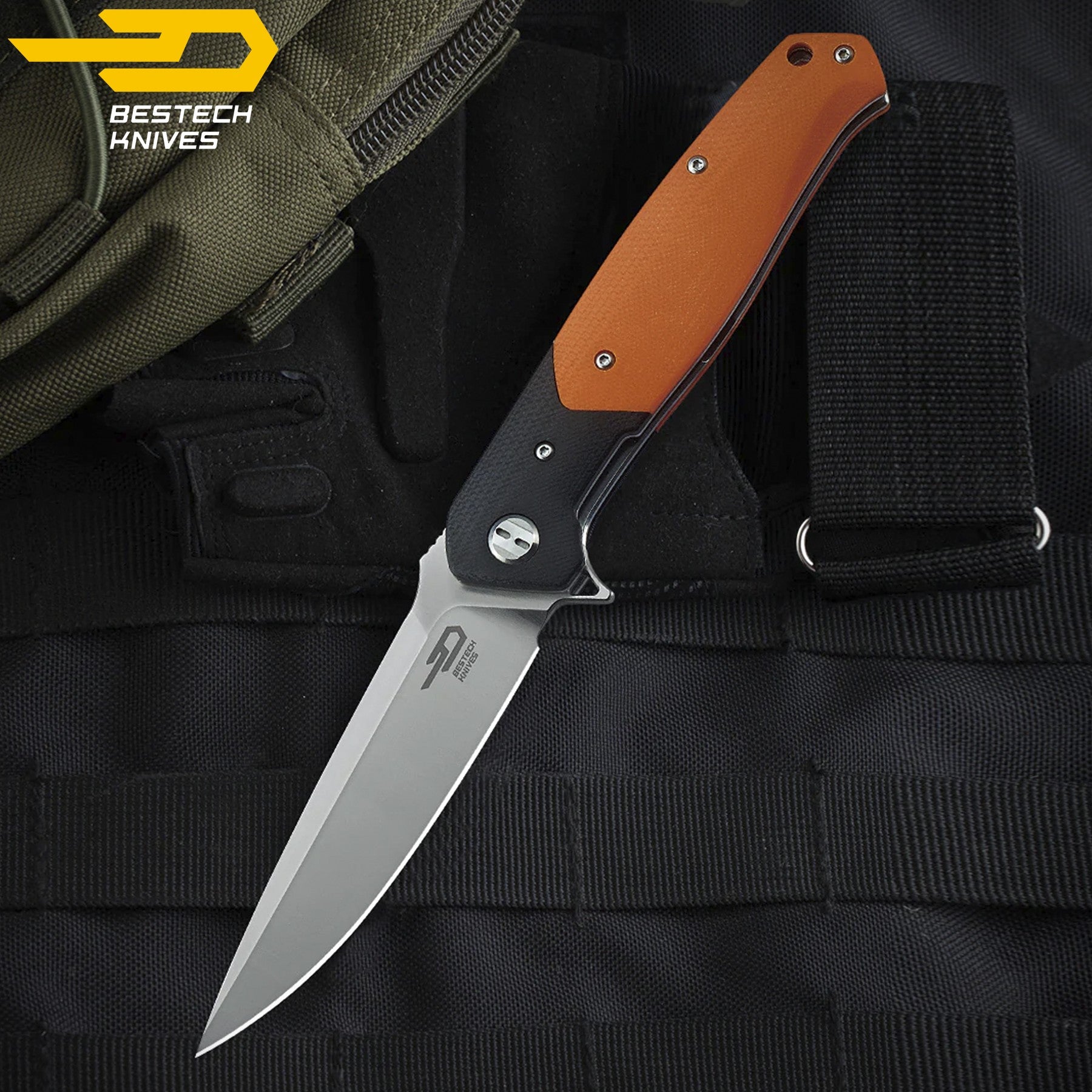 Bestech Navalha Swordfish Preto Laranja G10 D2 — foto 6