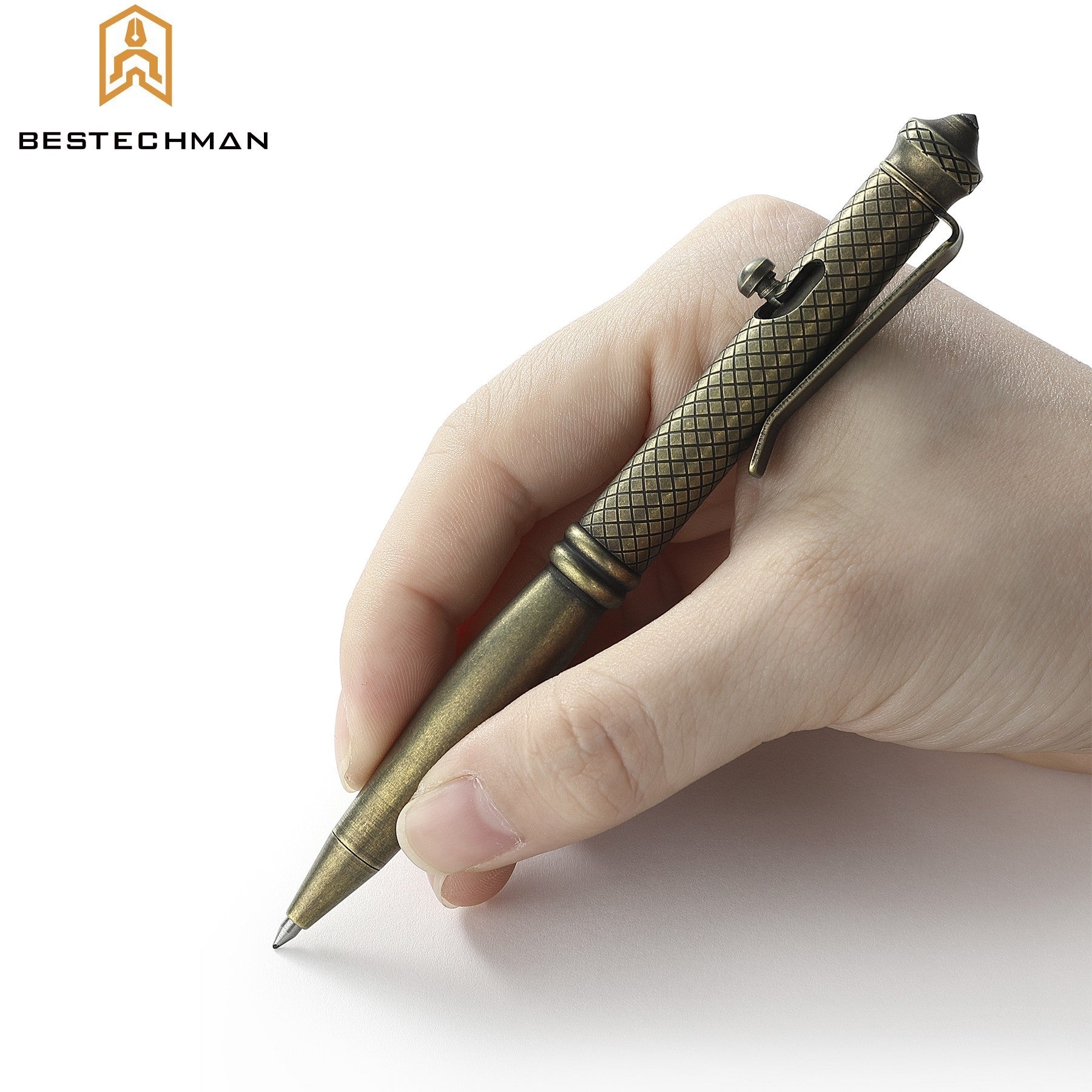 Bestechman Caneta Tatica Scribe Bronze Titanio Stonewash Quebra Vidros — foto 4