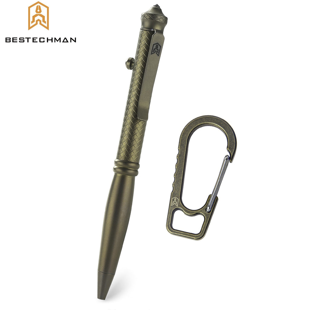 Bestechman Caneta Tatica Scribe Bronze Titanio Stonewash Quebra Vidros