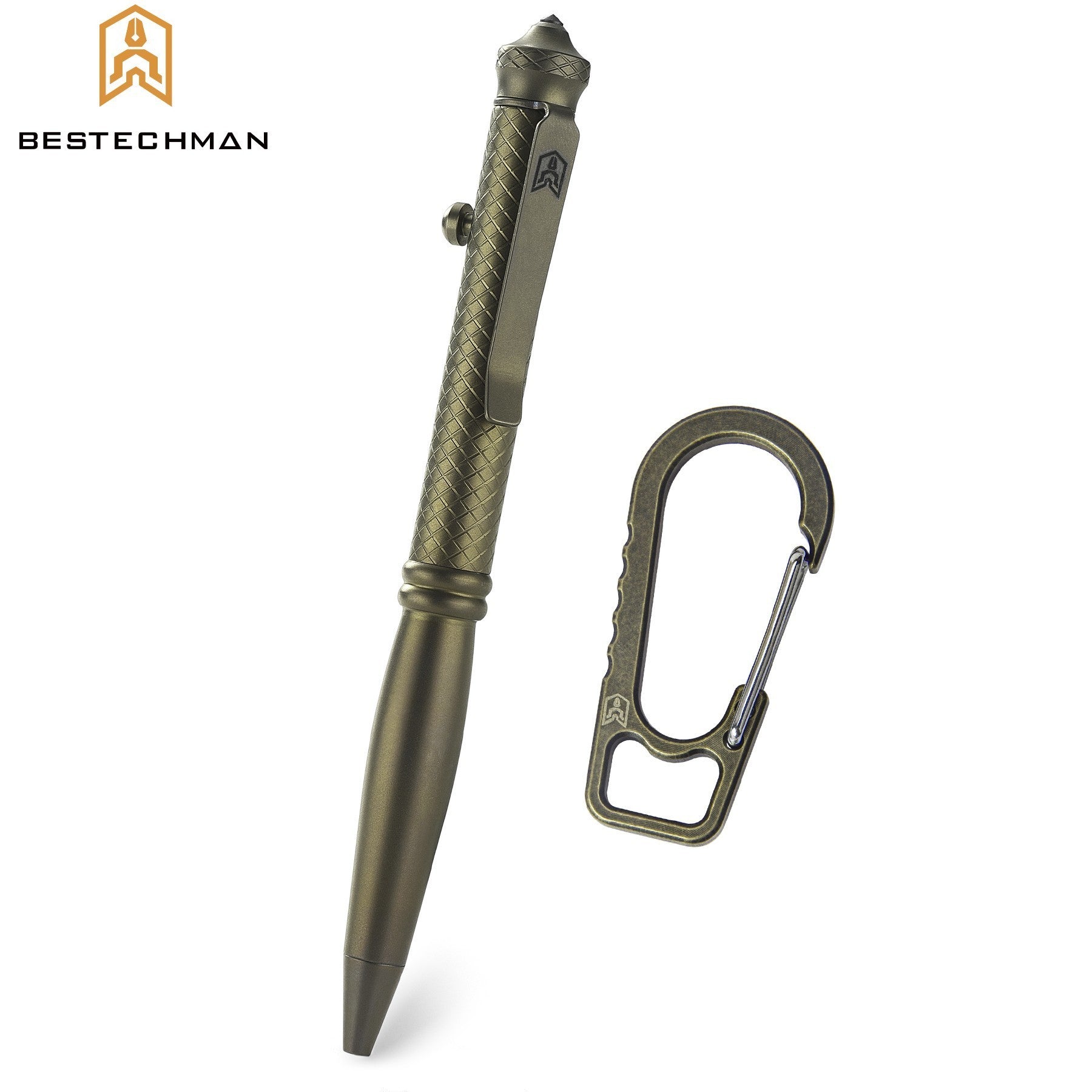 Bestechman Caneta Tatica Scribe Bronze Titanio Stonewash Quebra Vidros