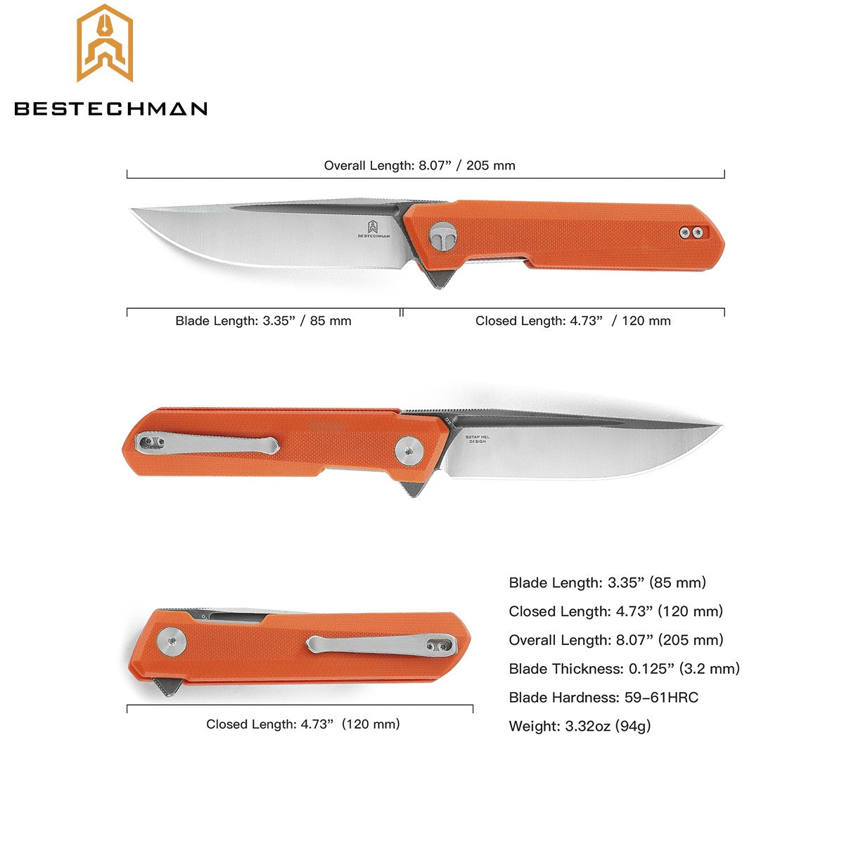 Bestechman Navalha Dundee Laranja G10 D2 — foto 6