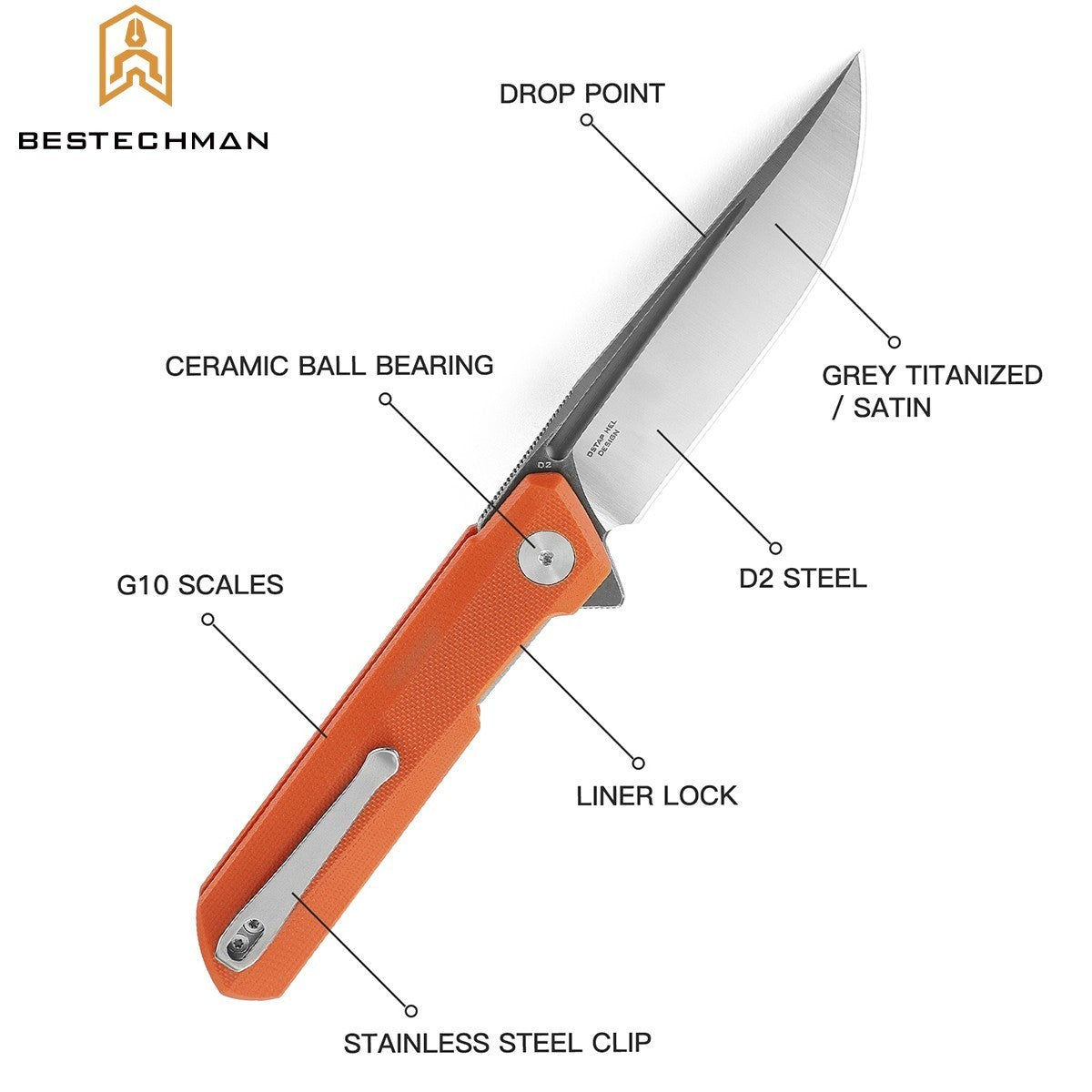 Bestechman Navalha Dundee Laranja G10 D2 — foto 5
