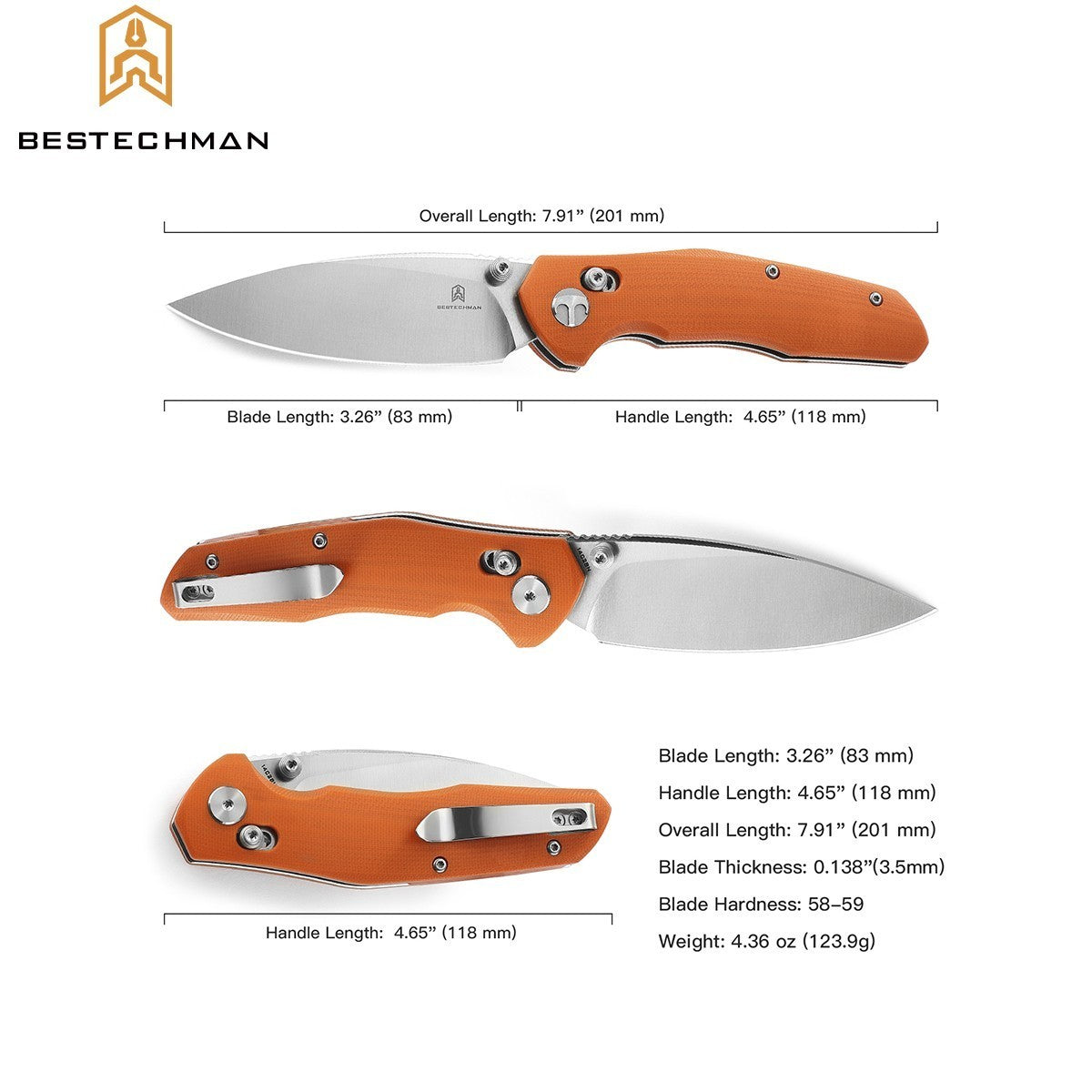 Bestechman Navalha Ronan Laranja G10 14C28N — foto 6