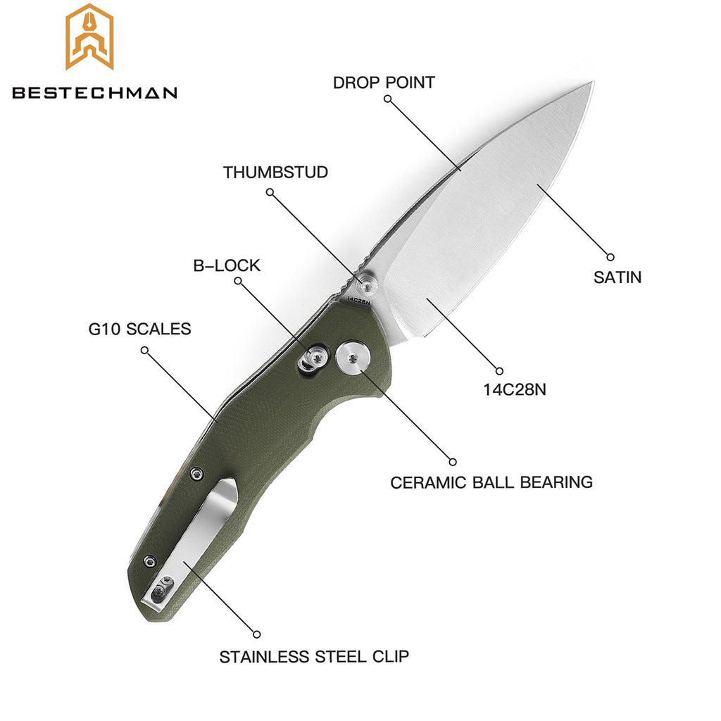 Bestechman Navalha Ronan Verde OD G10 14C28N — foto 5