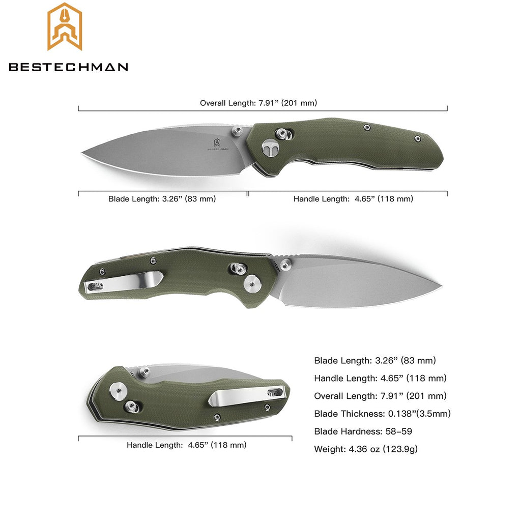 Bestechman Navalha Ronan Verde OD Stonewash  G10 14C28N — foto 6
